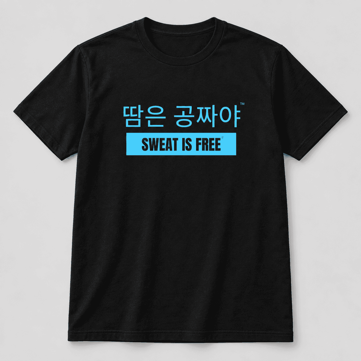 Blue Korean-language Sweat Is Free artwork