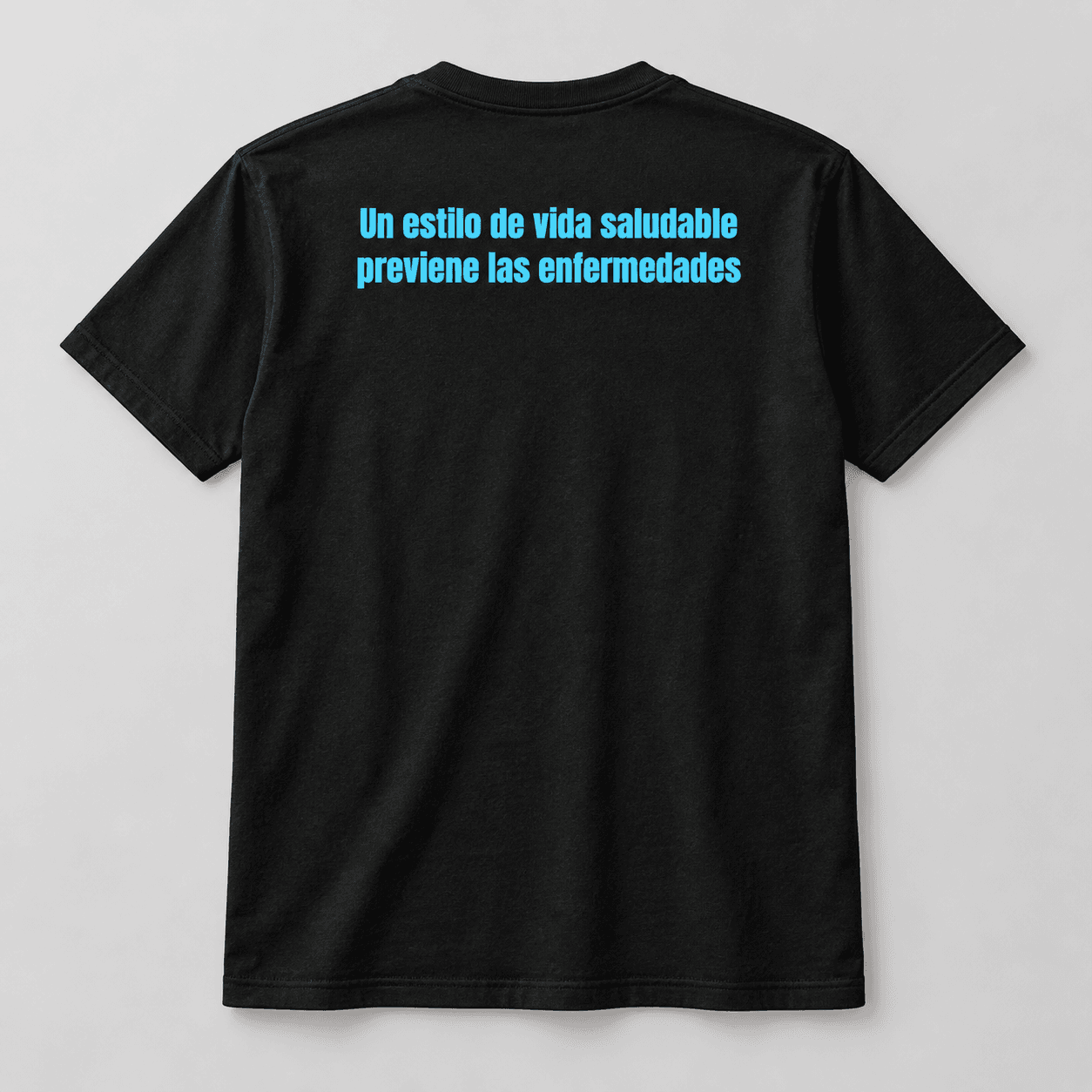 Back artwork with a blue Spanish healthy-lifestyle message